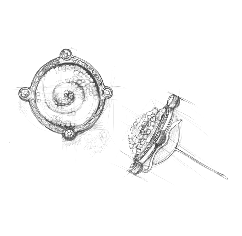 Bild Goldschmiede Alius ,Zeichnung von Ohrschmuck